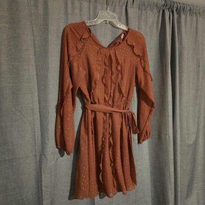 LC Lauren Conrad Peach Ruffle Dress XS